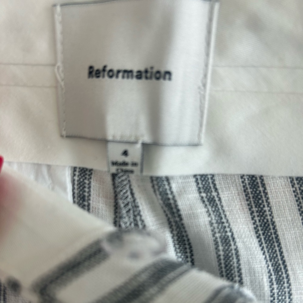 Reformation Striped Carter Linen Pants - White and Blue - Picture 7 of 9